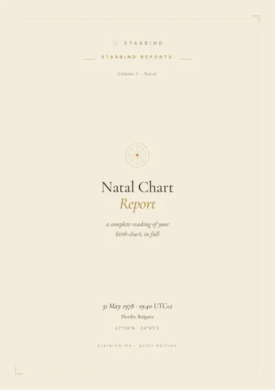 Natal Chart Report, cover