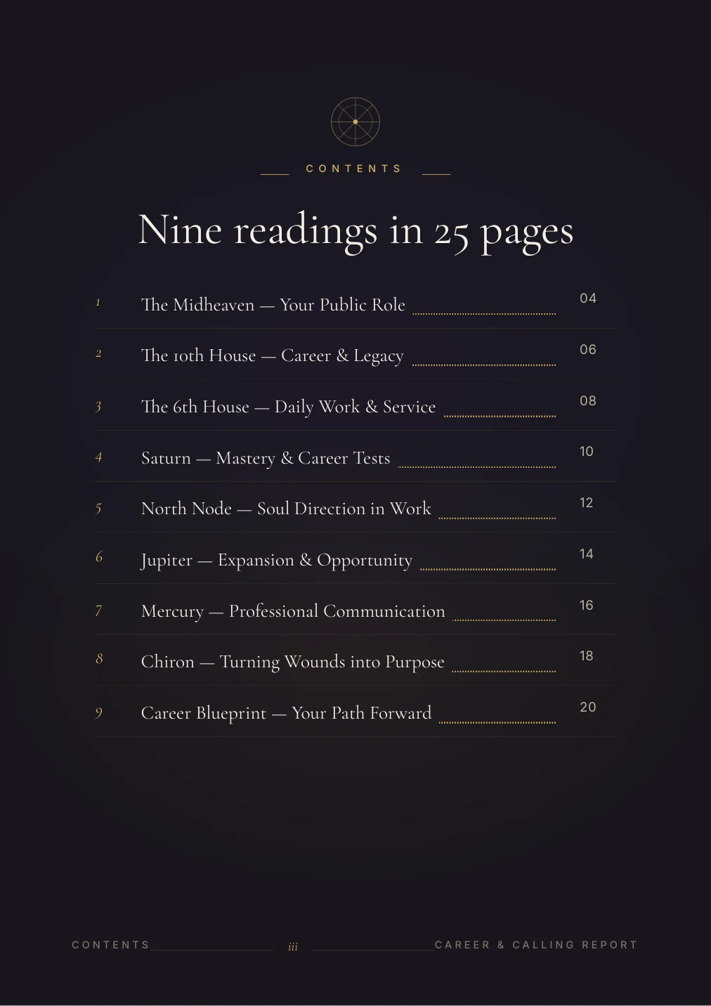 Career & Vocation Report — sample page 1