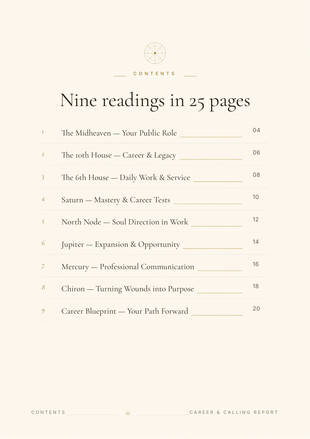 Career & Vocation Report — sample page 1