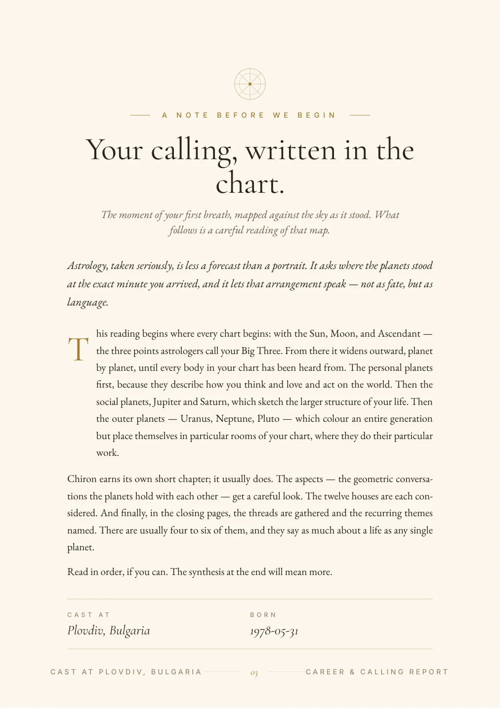 Career & Vocation Report — sample page 2