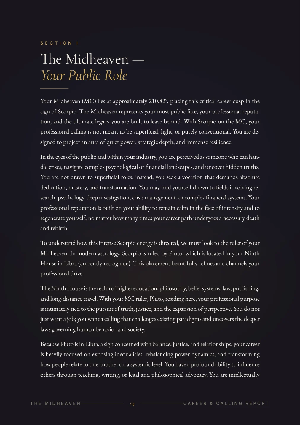 Career & Vocation Report — sample page 3
