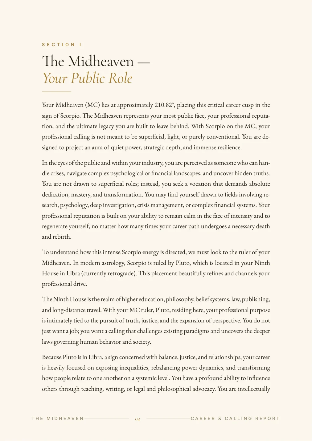 Career & Vocation Report — sample page 3