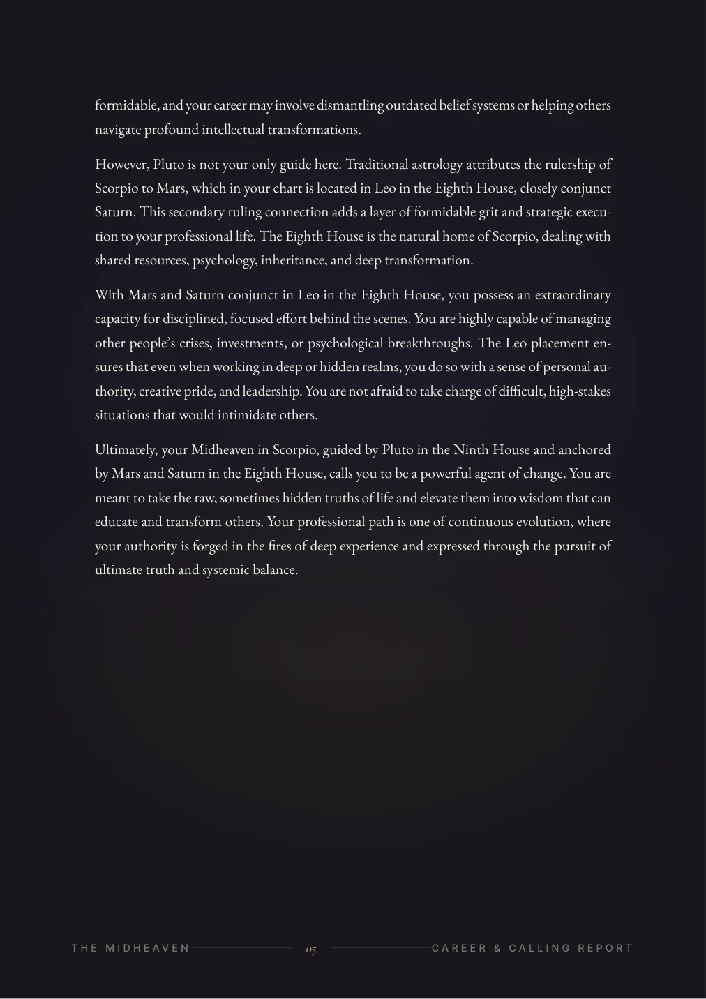 Career & Vocation Report — sample page 4