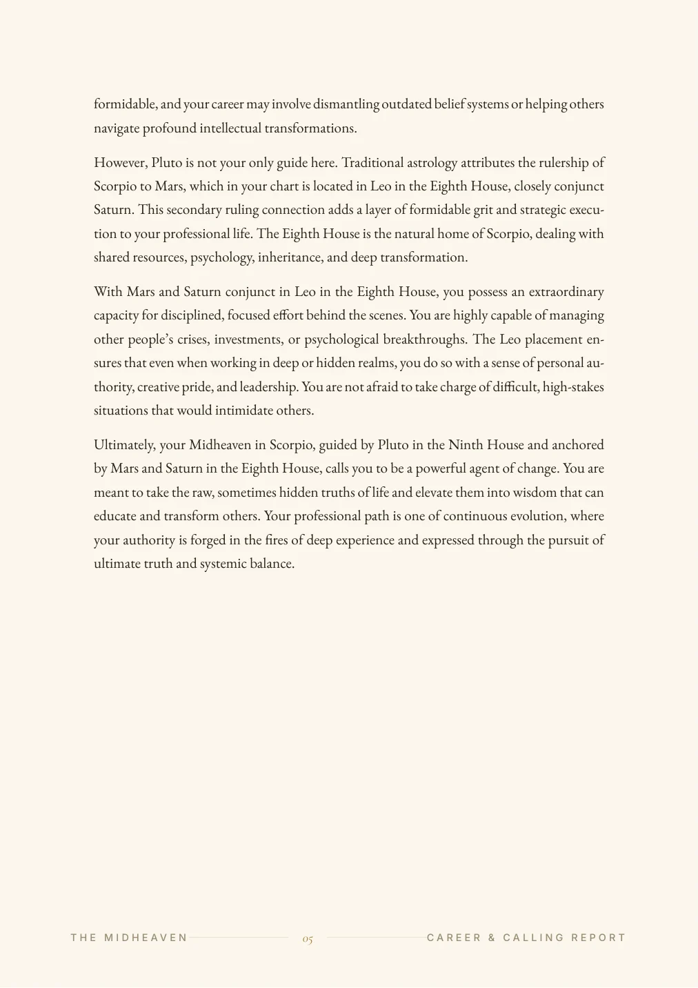 Career & Vocation Report — sample page 4