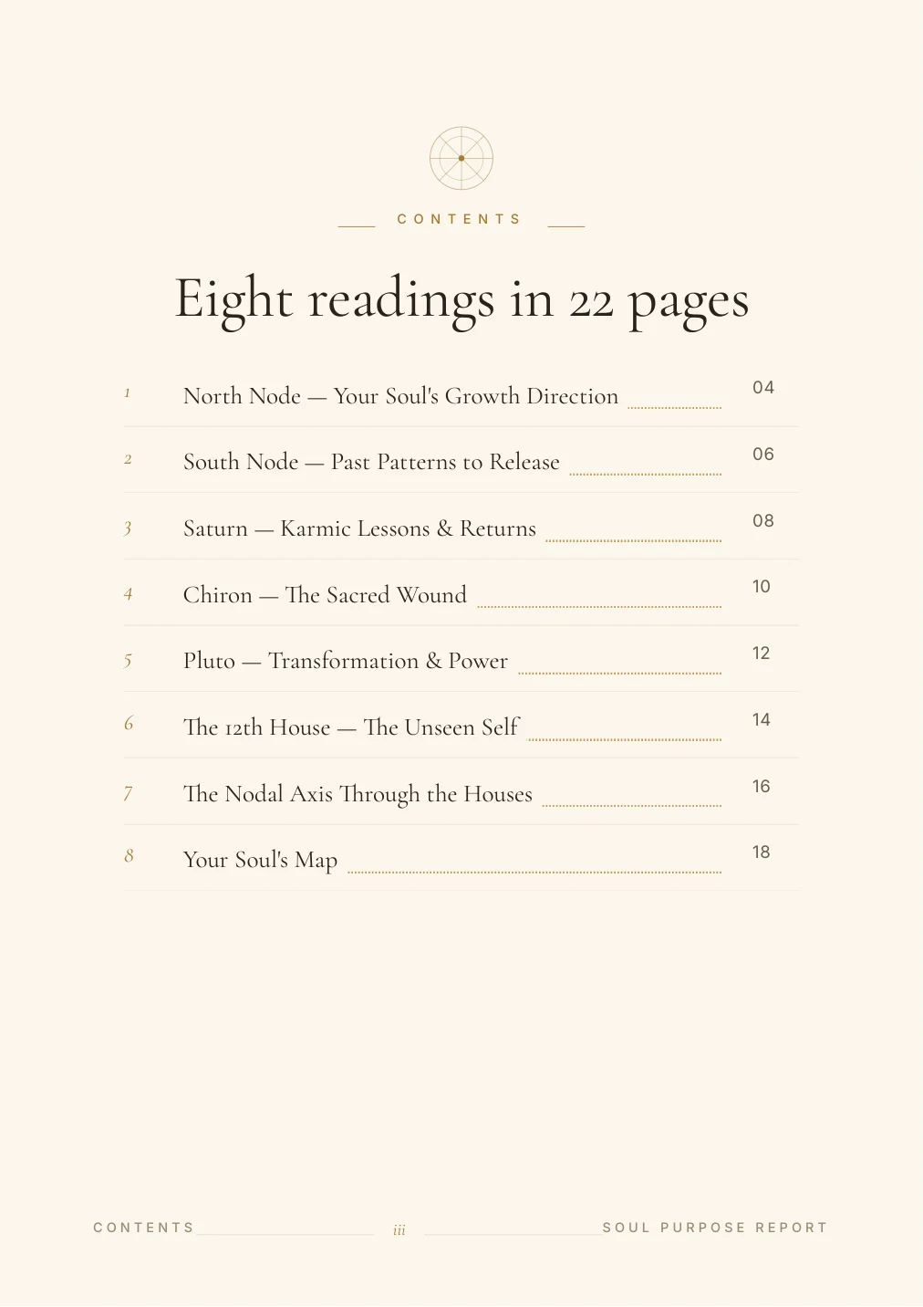 Karmic & Soul Purpose Report — sample page 1