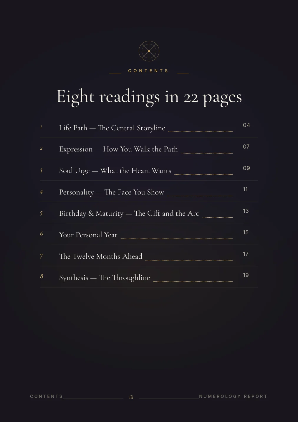 Numerology Portrait — sample page 1