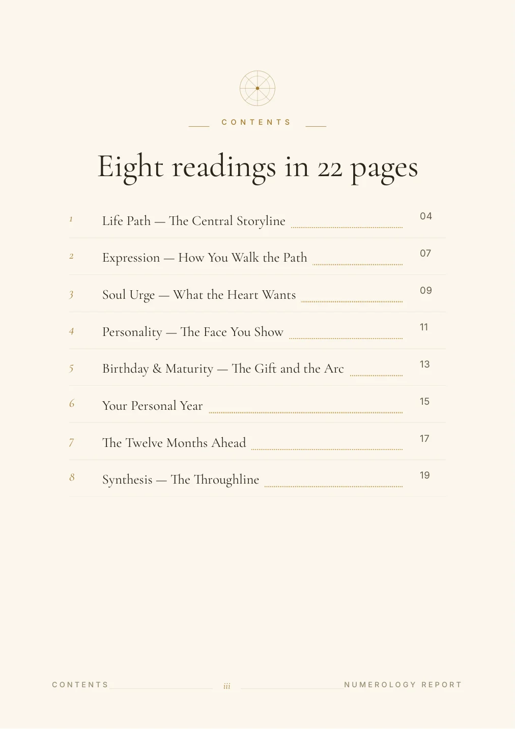 Numerology Portrait — sample page 1