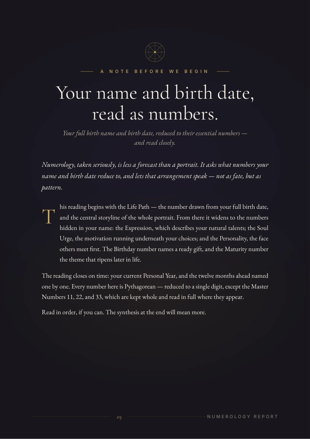 Numerology Portrait — sample page 2