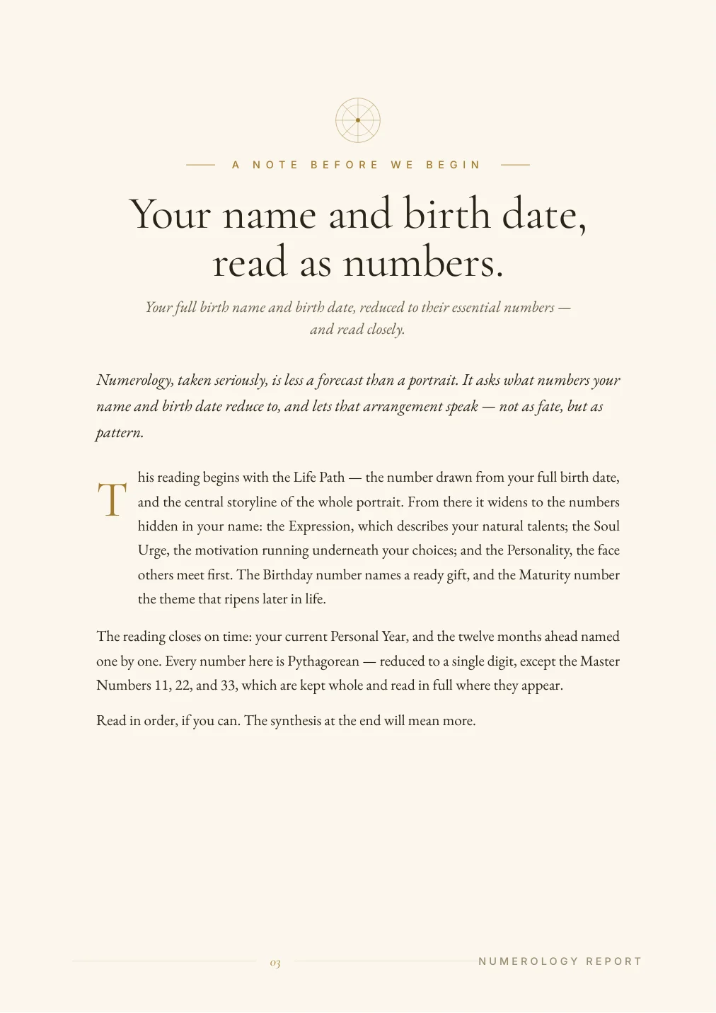 Numerology Portrait — sample page 2