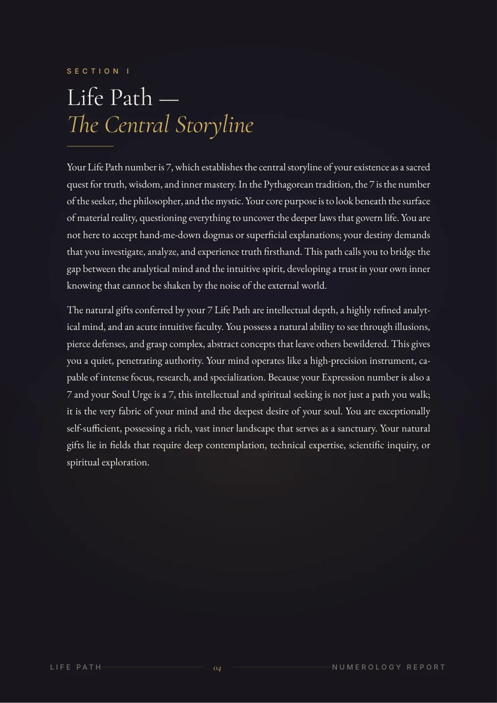 Numerology Portrait — sample page 3