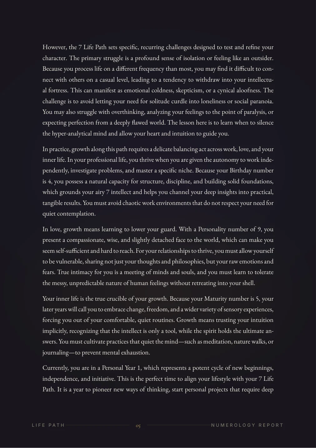 Numerology Portrait — sample page 4