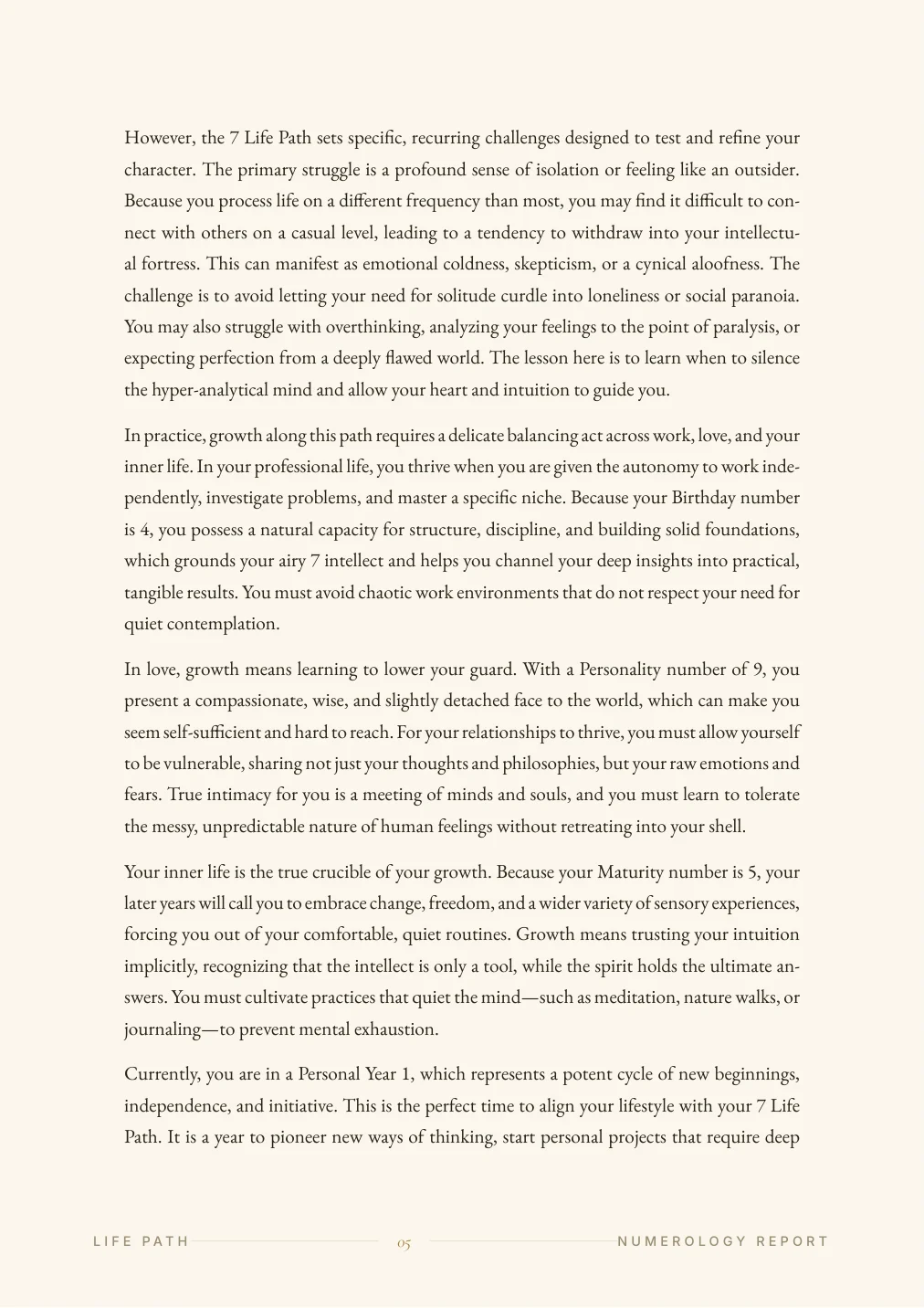 Numerology Portrait — sample page 4
